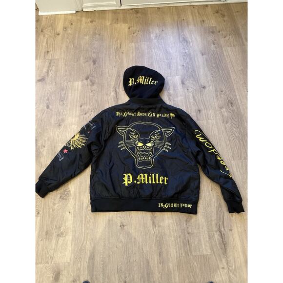 Vintage P. Miller Master P Hip Hop Y2K Jacket XXL Black Yellow Eagle Panther In - Picture 1 of 10